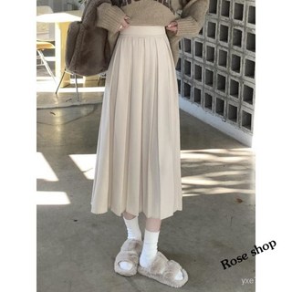 【台灣出貨】 韓版素色百褶裙 垂墜感高腰a字裙 學院風長裙 半身裙 氣質中長裙 傘裙 百折裙 中長款裙裝女生下裝女生裙子