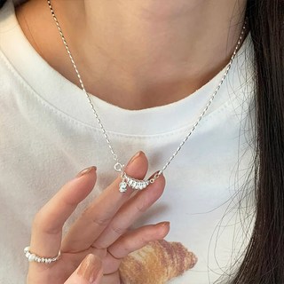 홍언목요 쌀알 목걸이 여성용 Croissant 펜던트 목걸이 데일리 트랜드 스위트 실버 목걸이
