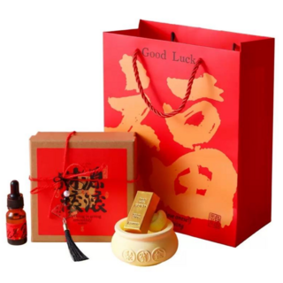 招財進寶擴香石擺件 金元寶造型, 黃金招財進寶擴香擺件香薰精油禮盒, 1件