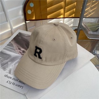 台灣出貨 #【爆款】鴨舌帽女潮流字母網紅帽子ins春秋遮陽棒球帽韓版夏季男, 1個, R標米白