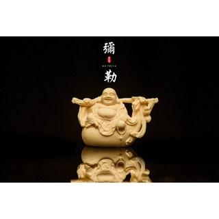 彌勒佛錢袋擺件 精雕象牙果彌勒佛 布袋彌勒風水擺件 代代有錢代代有福, 1個
