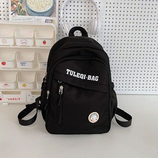 日韓風多隔層大容量後背包 - 防潑水學生書包, 黑色無掛件