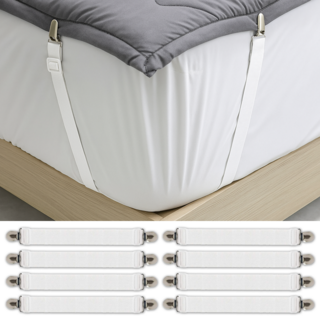 딜러버 침대시트 침대패드 고정밴드 고정집게, 8개, 화이트