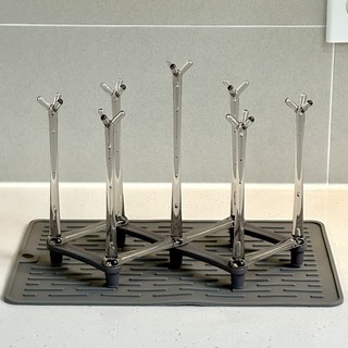 리쥬아 접이형 텀블러 컵 거치대 + 매트 세트, 1세트, 그레이