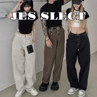 【JES】韓國質感素面斜紋水洗蠟染彈性親膚透氣潮流百搭情侶微寬寬版寬褲闊腿落地褲長褲