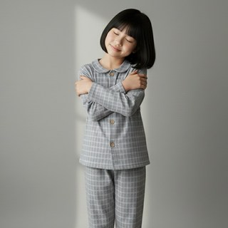 르브니 주니어 기모 잠옷 상하세트 체크 셔츠 겨울 실내복 홈웨어 CW별찌