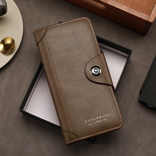 男士錢包長款磁扣西裝包多卡位卡夾證件夾男式時尚三合一錢夾