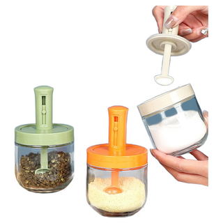 伸縮調味罐 - 廚房收納好幫手，透明罐身設計，多功能用途，可調節尺寸, 尼莫橘, 1個