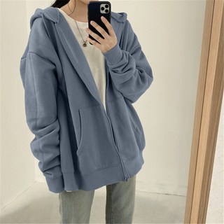 韓版休閒內刷毛拉鍊連帽外套 防曬外套 女裝上衣
