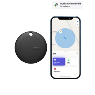 MiLi 미태그 위치추적기 안드로이드 갤럭시 전용 스마트태그 미아 도난 분실방지 트래커, 1개, 키링, 블랙