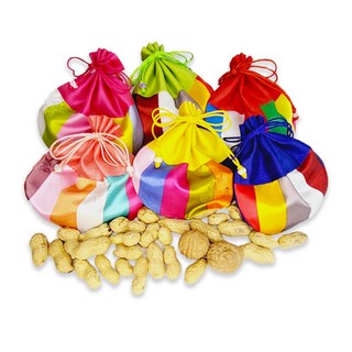 정월대보름 부럼 색동반달주머니 피땅콩50g + 호두2알 견과류, 단품, 1세트, 땅콩50g+호두2알