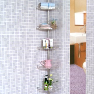 스텐 투명 코너 선반 무타공 조립식 기둥식 diy 5단 욕실 높이조절 화장실 모서리 수납, 1개