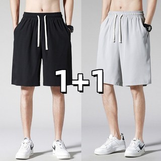 1+1 남자 시원한 5부 반바지/베이직 탄성 조거팬츠/여름 밴딩반바지/슬랙스 와이드반바지/5부팬츠 빅사이즈 2P