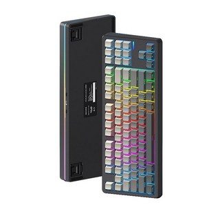 RICCKS 릭스 RS8 V2 유무선 기계식 키보드 텐키리스 87키, 블랙 그라데이션 (측각), 핑크치즈축