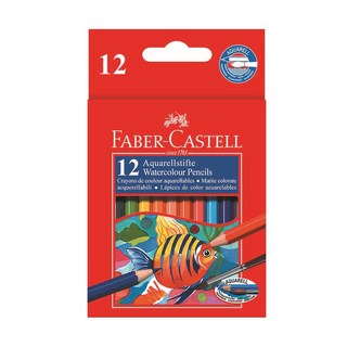Faber-Castell 輝柏 114461 水性彩色鉛筆12色紙盒裝，色彩鮮明、易暈染，適合素描、水彩等多種繪畫技巧, 1個