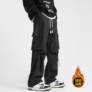 美式復古直筒工裝褲 - 寬鬆闊腿休閒長褲