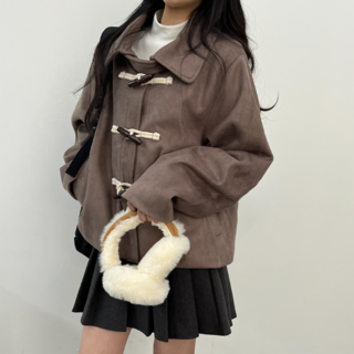 [러블리] 스웨이드 더플 떡볶이 숏 코트 2컬러