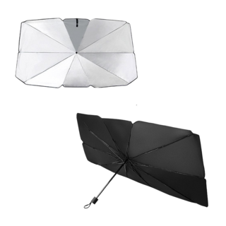 汽車遮陽傘 前檔遮陽板 - 有效隔熱防曬 保護車內隱私, 黑, 1個