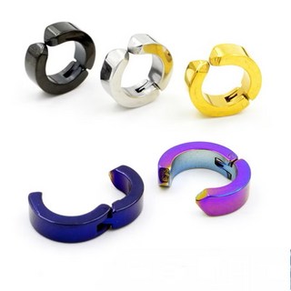 韓勢力 醫療鋼夾式耳環 男生無耳洞耳夾 韓流潮款 耳骨夾 大款黑色