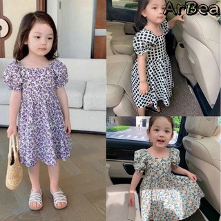 【Arbea】女童小碎花格子洋裝夏裝兒童寶寶夏日洋氣小清新短袖裙【C919】