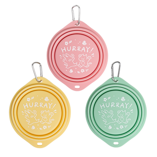 허레이 포터블 실리콘 보울 강아지 산책 휴대용 물그릇, 옐로우, 1개