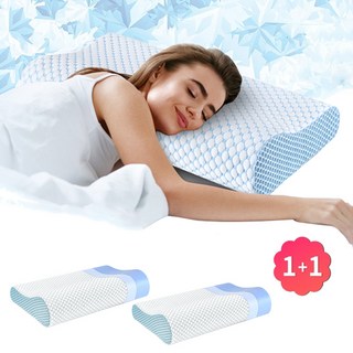고밀도 메모리폼 베개 + 베개커버 항균 경추 배개 뉴시나리오, 2개, 파란색