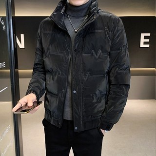 남성 구스다운 숏패딩 겨울아우터 두껍고 따뜻한 스탠드칼라 캐주얼 스타일 트렌디한 디자인 패딩점퍼