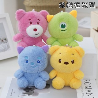 嗨購 網紅可愛萌藍毛怪小吊飾 毛絨玩具公仔 草莓熊大眼怪 包包掛飾 鑰匙扣, 玫紅,13cm, 1個
