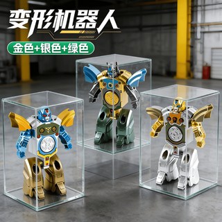 變形機器人 指尖陀螺 雙效玩具 減壓神器, 1個, 精美三色【機器人+陀螺】二合一金銀配色【雙重形態】堅固耐玩