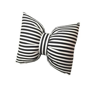 蝴蝶結靠墊 床頭靠腰枕 沙發抱枕, 黑白細條紋,大號抱枕（45*60）