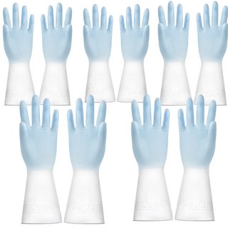 튼튼한 다용도 논슬립 고무장갑 대용량 양손 세트 주방/화장실/빨래용, 5세트, 소(S), 블루