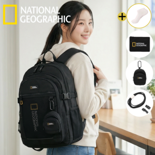 [국내매장판 A/S가능] 내셔널지오그래픽 파치 백팩 책가방 학생 가방 중학생 고등학생 대학생 신학기 입학 선물 남성 여성 노트북 데일리 + 패턴 발목양말