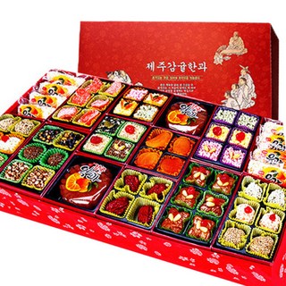 제주 감귤 한과 고급 2단 선물세트 설날 선물 부모님 회사 단체 거래처 명절 할머니 설 유과 전통 과자 효도, 1개, 1.46kg