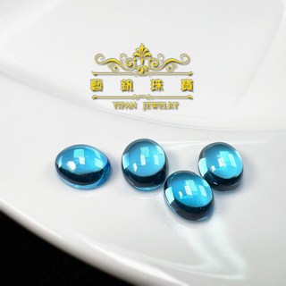 藝釩珠寶 瑞士藍托帕石 蛋面半寶石裸石 7x9-9x11mm, 1個, 8x10mm