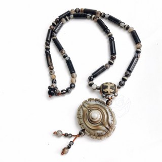 老礦天珠太陽之眼項鍊，已開光加持，招財