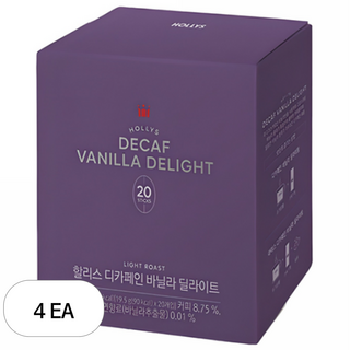 할리스 디카페인 바닐라 딜라이트 커피믹스, 19.5g, 20개입, 4개