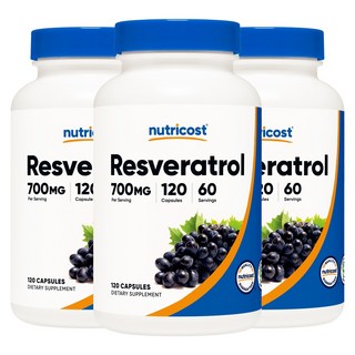 nutricost 白藜蘆醇膠囊 700mg, 120顆, 3罐