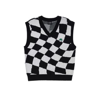 마크엠 MARKM 골프 워프드 체크보드 니트 베스트 블랙 MFVCH8301