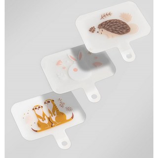 【ekax】通用手機掛繩夾片 TPU抗撕裂手機殼掛繩墊片 掛繩夾片, 1個, 森林系列(白兔+刺蝟+狐蒙)