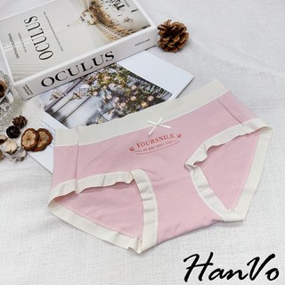 HanVo 繽紛色彩運動感透氣純棉內褲 吸濕排汗舒適寬邊中腰三角褲 A11-5748, 仙女粉