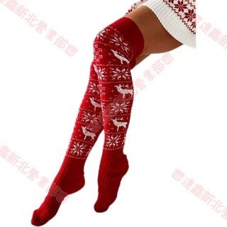 台南出貨 2025加長版聖誕長筒襪保暖襪套襪子紅色風高筒日系過膝長筒襪成人