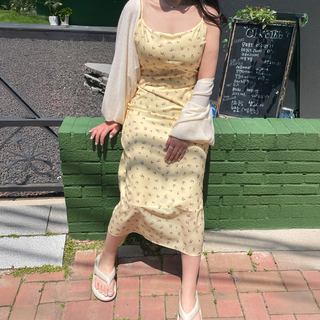 [L-4XL/빅사이즈] 치즈원피스 레이어드 나시 뷔스티에 플라워 여름 휴양지 비치 동남아 여행룩 롱원피스