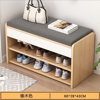 北歐風簡約實木鞋櫃：玄關收納櫃、穿鞋椅、多層鞋架組合, 60雙層穿鞋凳木(限重65KG)不可開蓋, 2