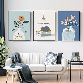 스피세프 이쁜 거실 인테리어그림 거실벽 꾸미기 그림 3종세트, 회색 고양이