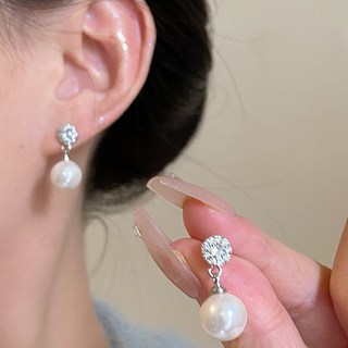 S925銀針 珍珠耳環 輕奢高級感 灰珍珠耳飾