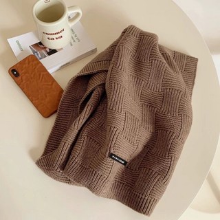 红色针织围巾女秋冬季简约纯色百搭高级感情侣圣诞节保暖羊绒围脖