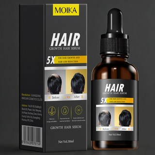MOIKA 生髮精華液 適用於頭髮增長與減少脫髮, 1個, 5瓶 驚訝裝