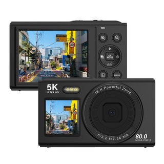 RUNHome 하이엔드 WiFi 디지털 카메라 8000W 픽셀 여행용 인생+128G메모리카드, 블랙