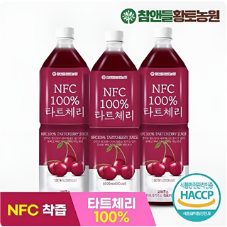 참앤들황토농원 NFC 착즙 타트체리주스, 1L, 3개