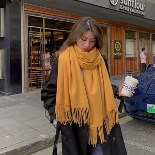 冬季保暖加厚羊絨情侶圍巾 韓版純色披肩兩用新款學生款